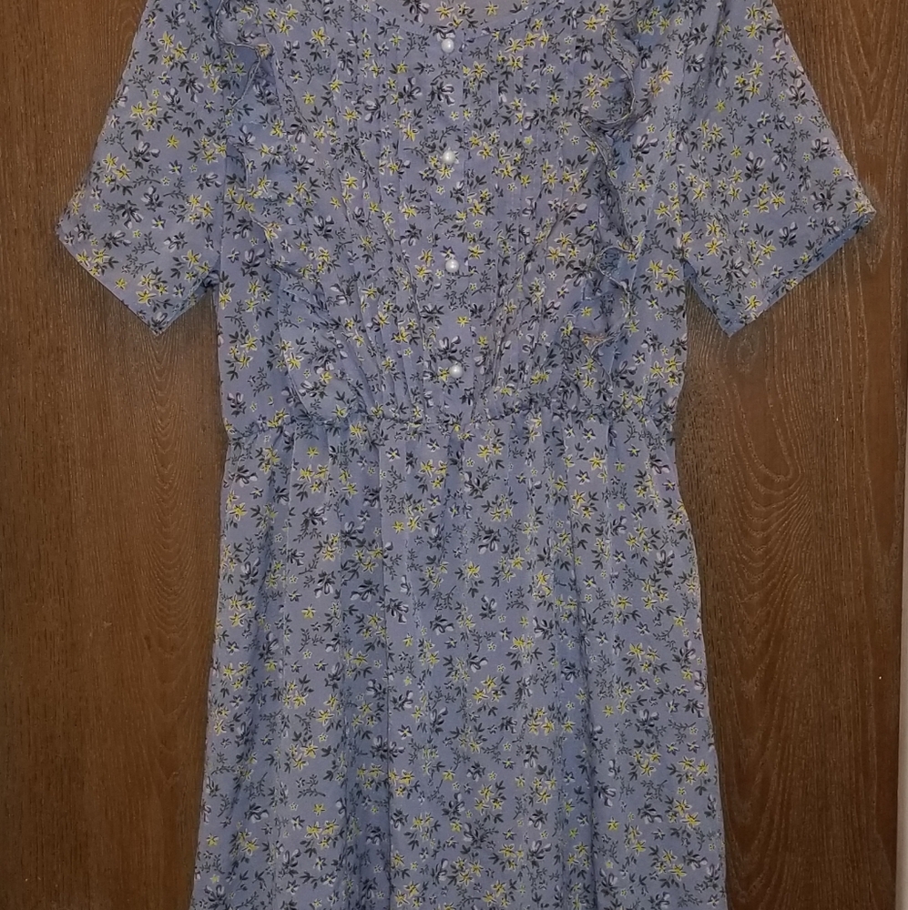 Floral Blue Dress with Yellow Accents